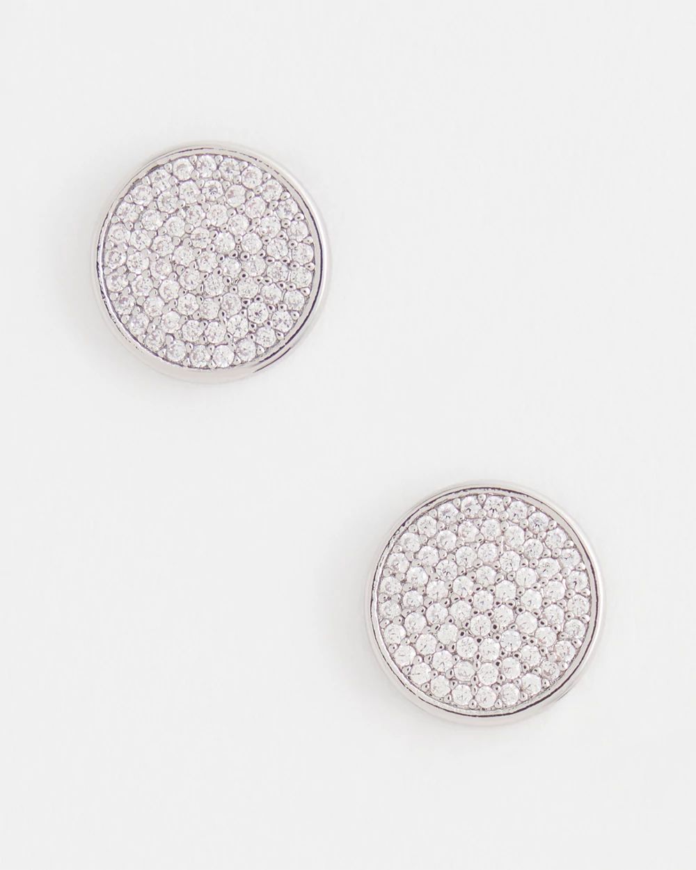 Silver Tone Pavé Stud Earrings