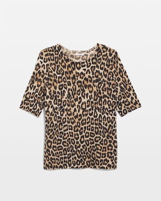 Cashmere Animal Elbow-Sleeve Pullover click to view larger image.