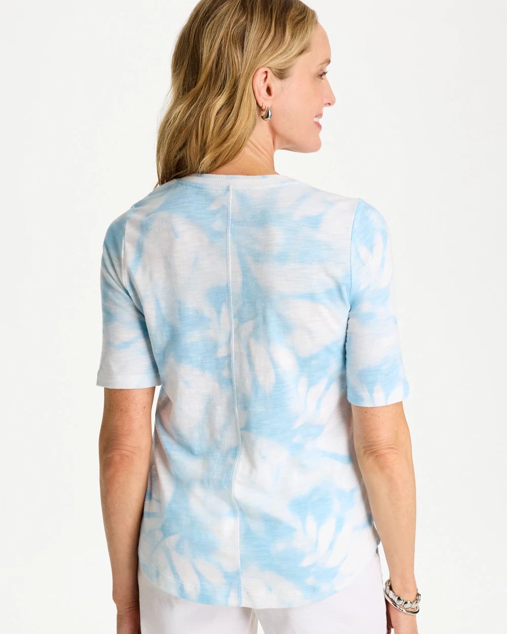 Tie-Dye Palm Cotton Slub V-Neck Tee click to view larger image.