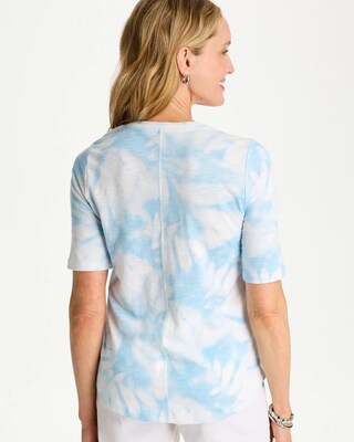 Tie-Dye Palm Cotton Slub V-Neck Tee click to view larger image.