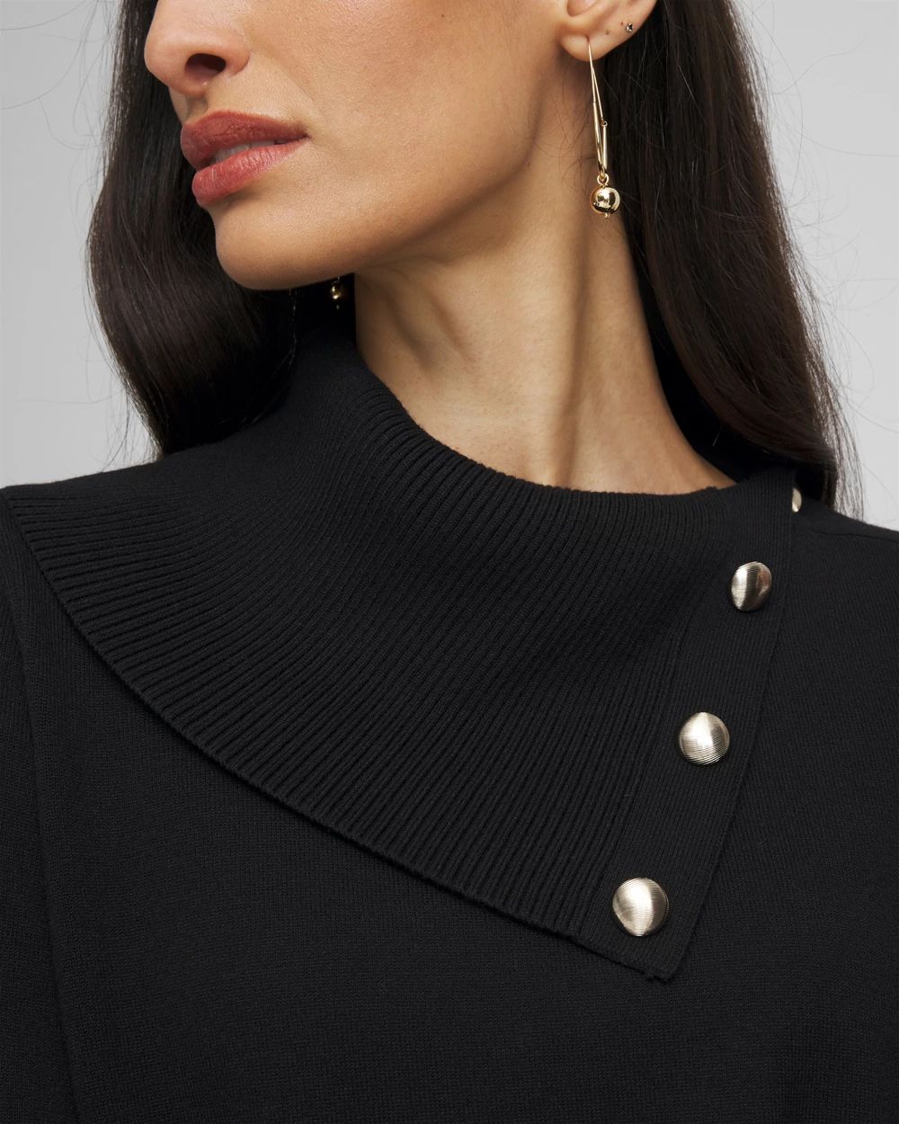 Button Envelope Neck Sweater click to view larger image.