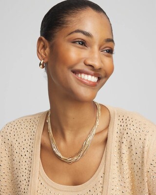 Gold Tone Multi Strand Collar Necklace