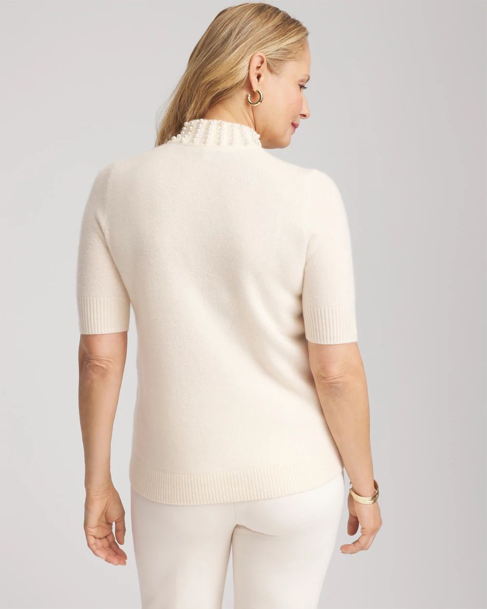 Cashmere Pearl Mockneck Sweater click to view larger image.
