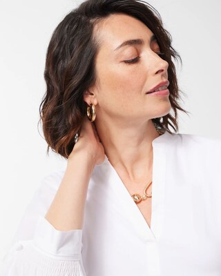 Knit Woven Henley Top