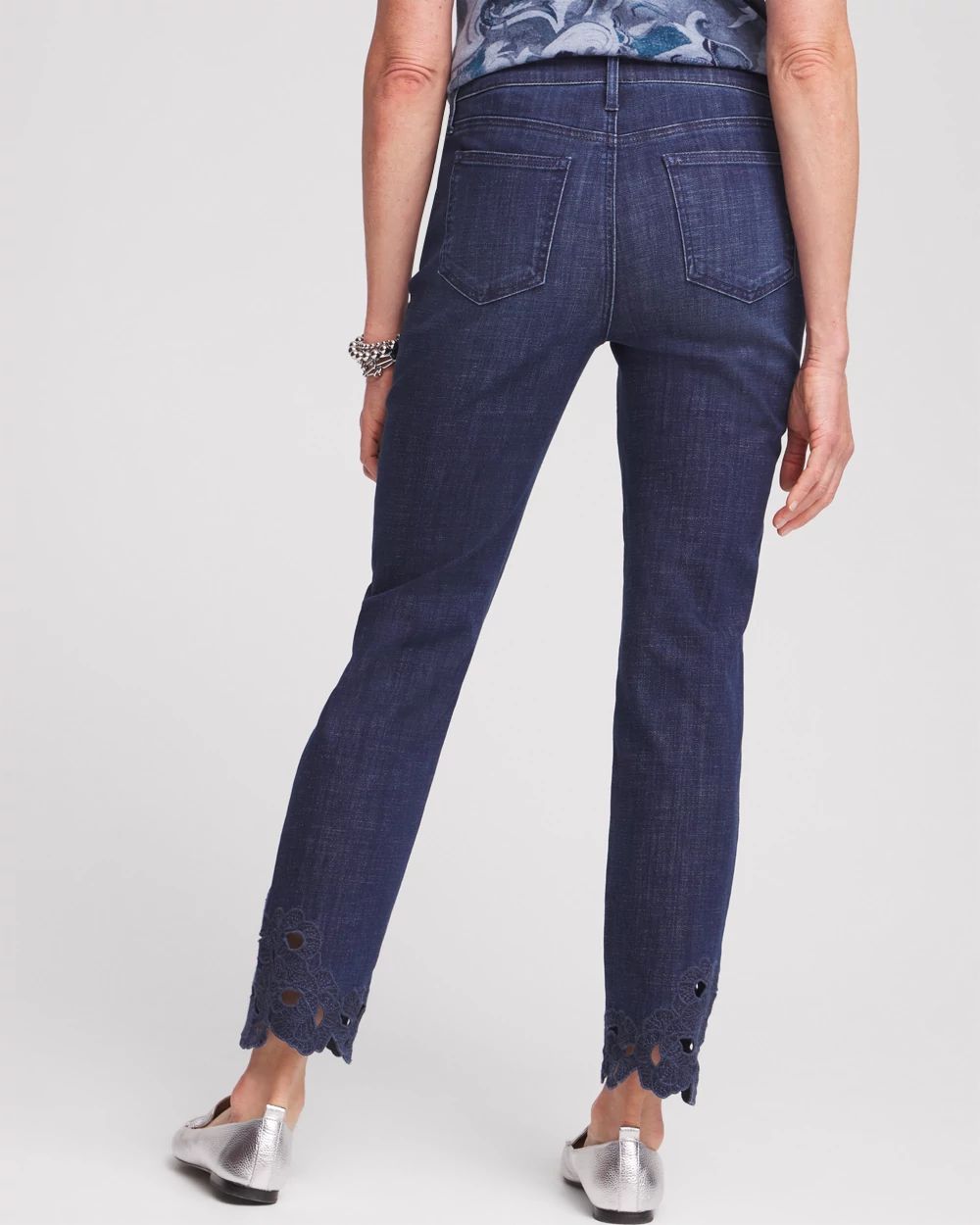 Girlfriend Floral Cutwork Ankle Jeans