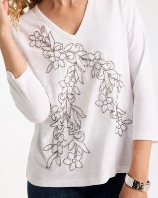 Cotton Slub Lace Applique Tee click to view larger image.