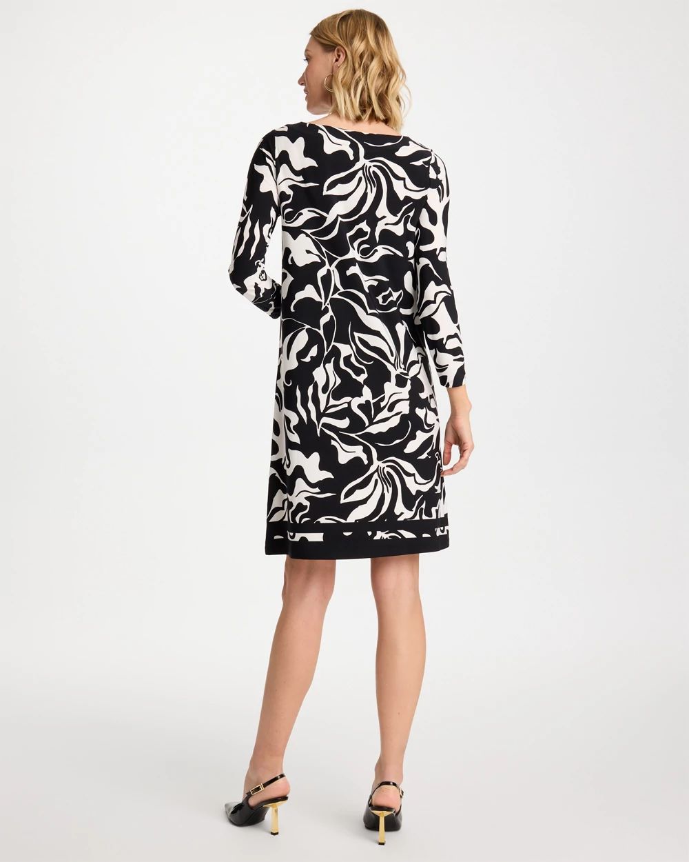 Jersey Knit Boatneck Shift Dress