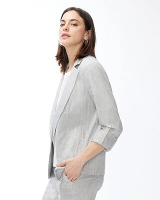 Linen-Blend Striped Blazer
