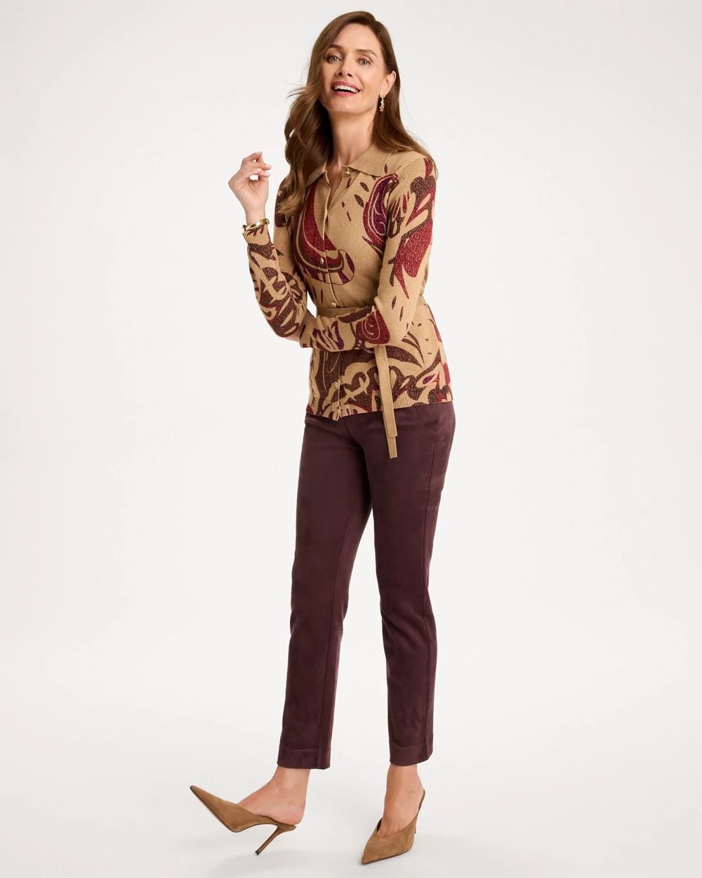 Faux Suede Juliet Slim Ankle Pants