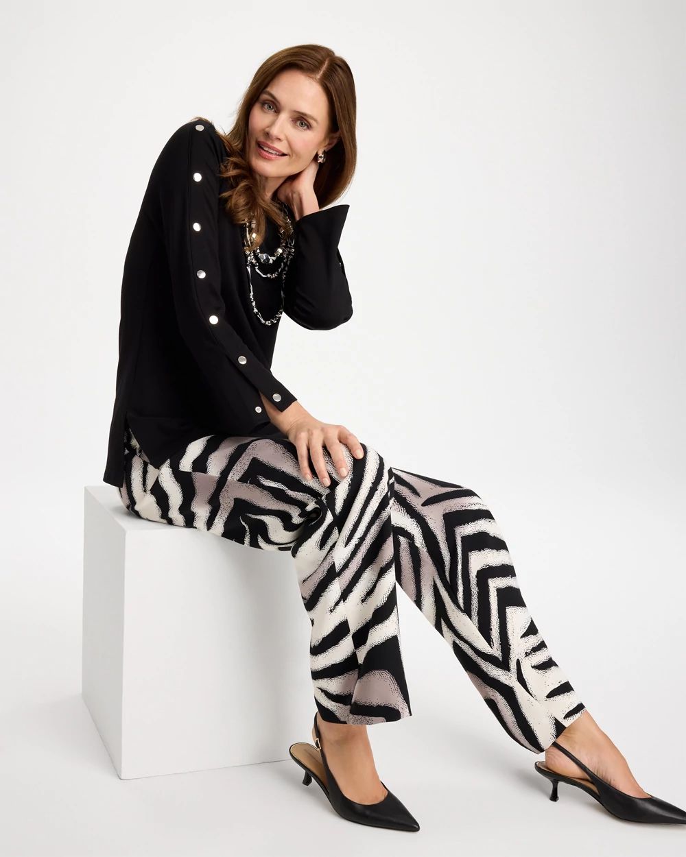 Ponte Cotton Button Tunic click to view larger image.
