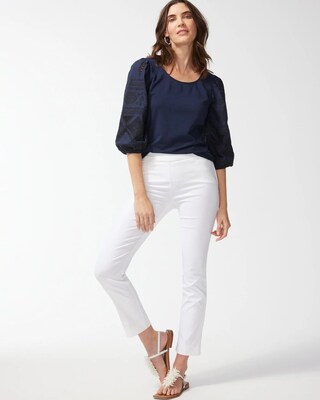 Embroidered Puff Sleeve Top