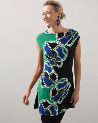 Travelers Placed Floral Cap Sleeve Tunic