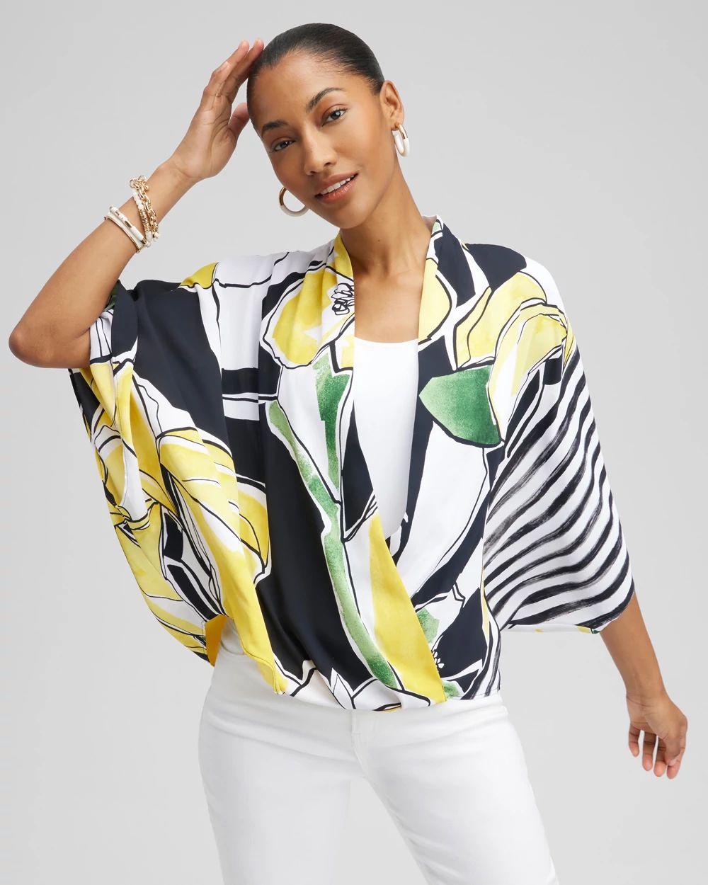Floral Surplice Poncho