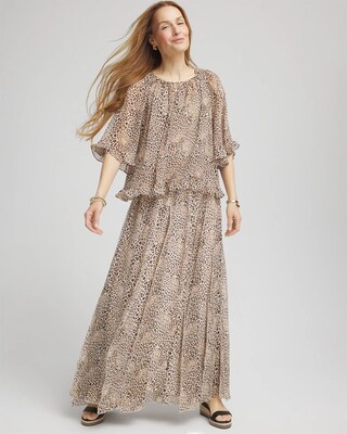 Animal Print Georgette Maxi Skirt click to view larger image.