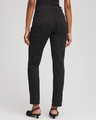 Stone Embellished Girlfriend Slim Ankle Jeans
