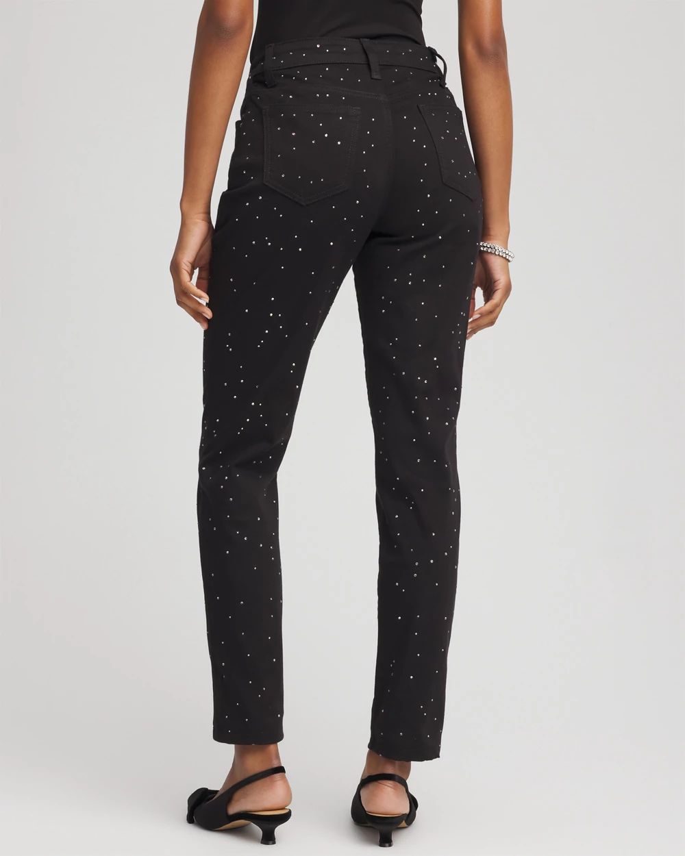 Stone Embellished Girlfriend Slim Ankle Jeans
