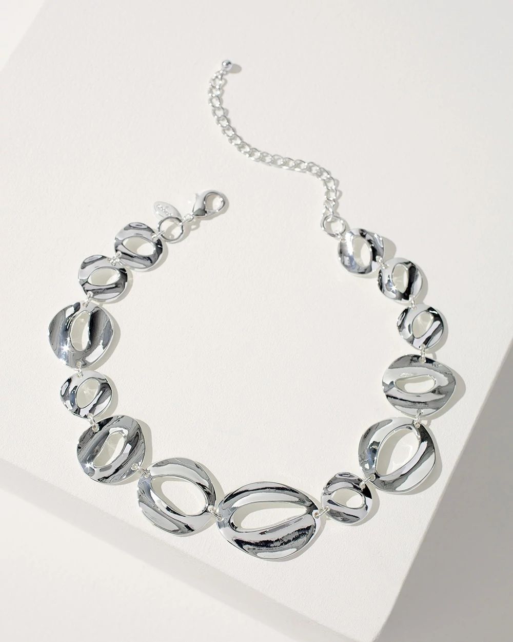 Silver Tone Bib Necklace
