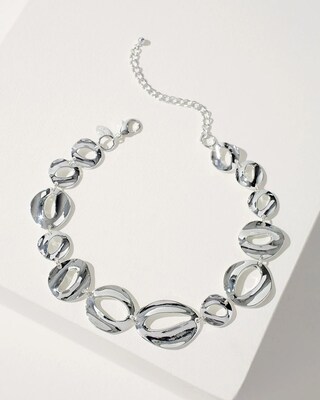 Silver Tone Bib Necklace