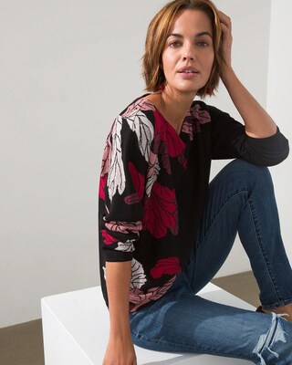 Floral Jacquard Pullover Sweater