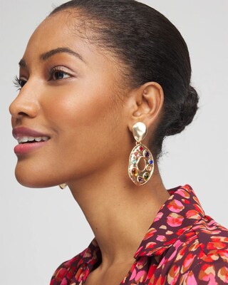 Multicolor Clip On Drop Earrings