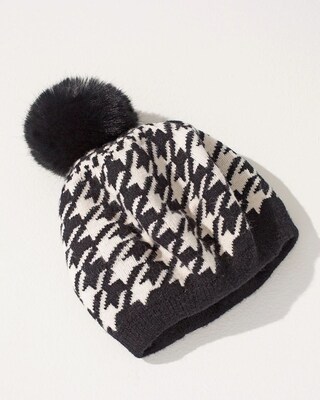 Faux Fur Pom Print Beret