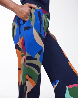 Petite Palm Print Wide Leg Soft Crops