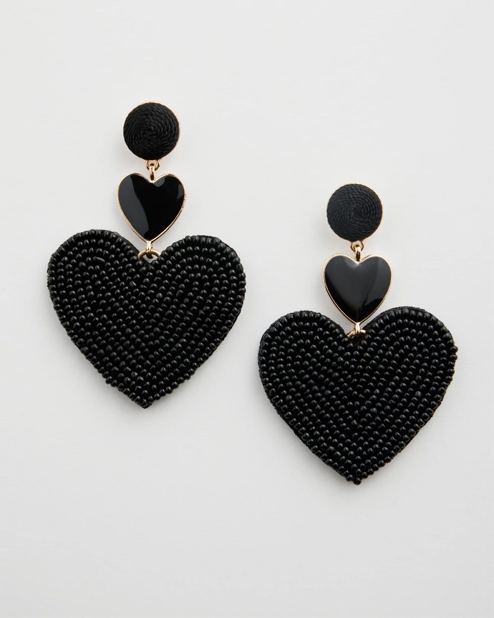 Black Heart Seed Bead Earrings