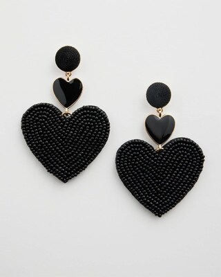 Black Heart Seed Bead Earrings