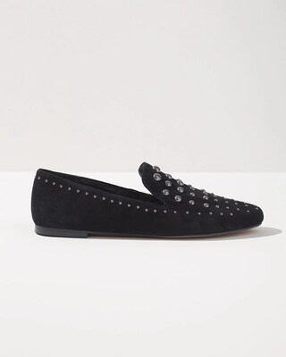 Black Studded Suede Flats