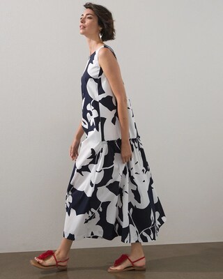 Print Trapeze Smocked Maxi Dress