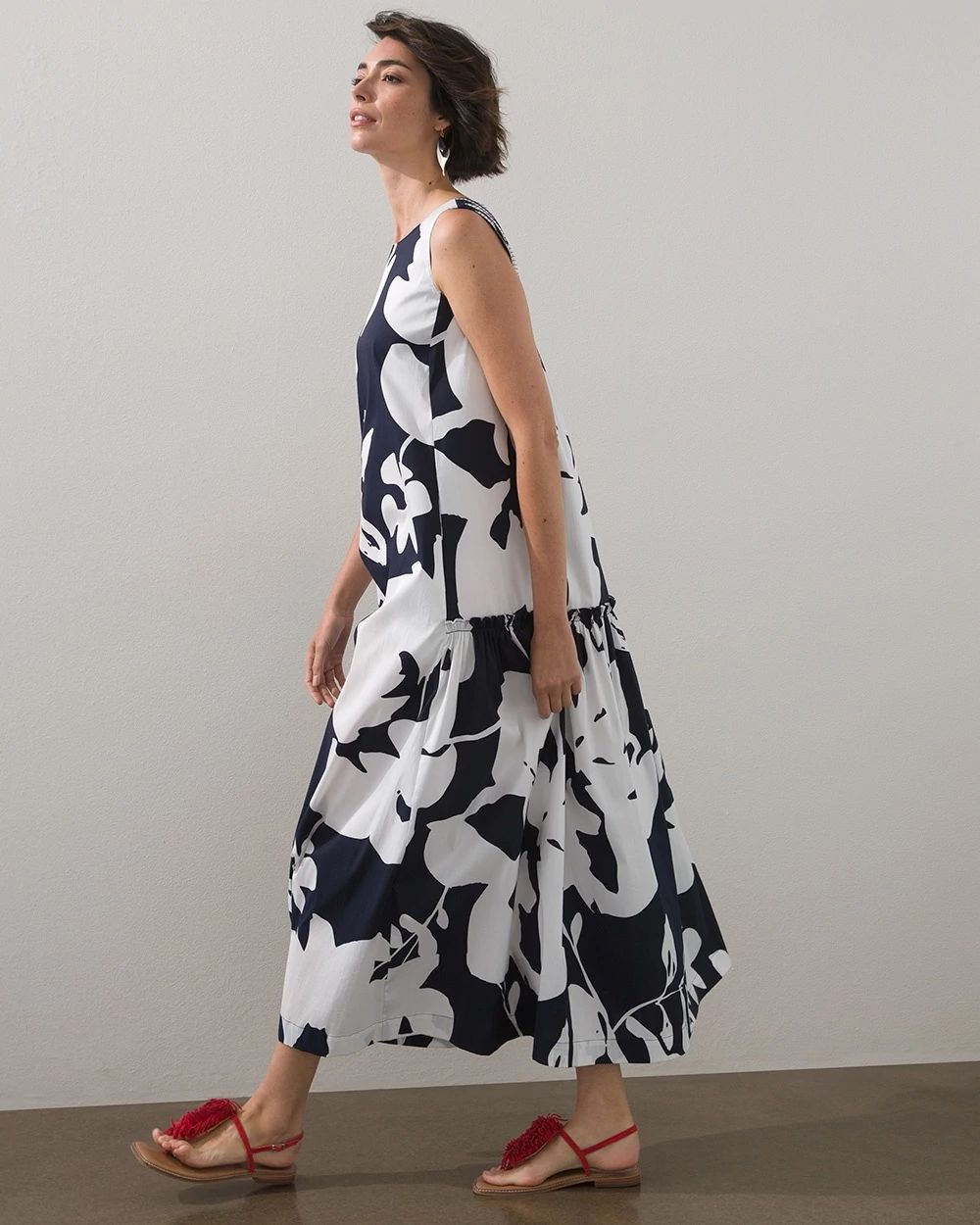 Print Trapeze Smocked Maxi Dress