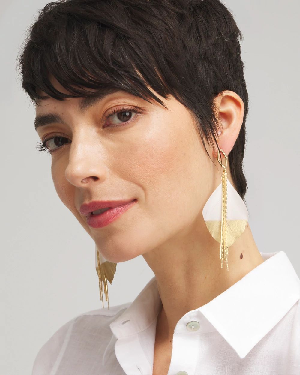 No Droop™ White Fringe Earrings