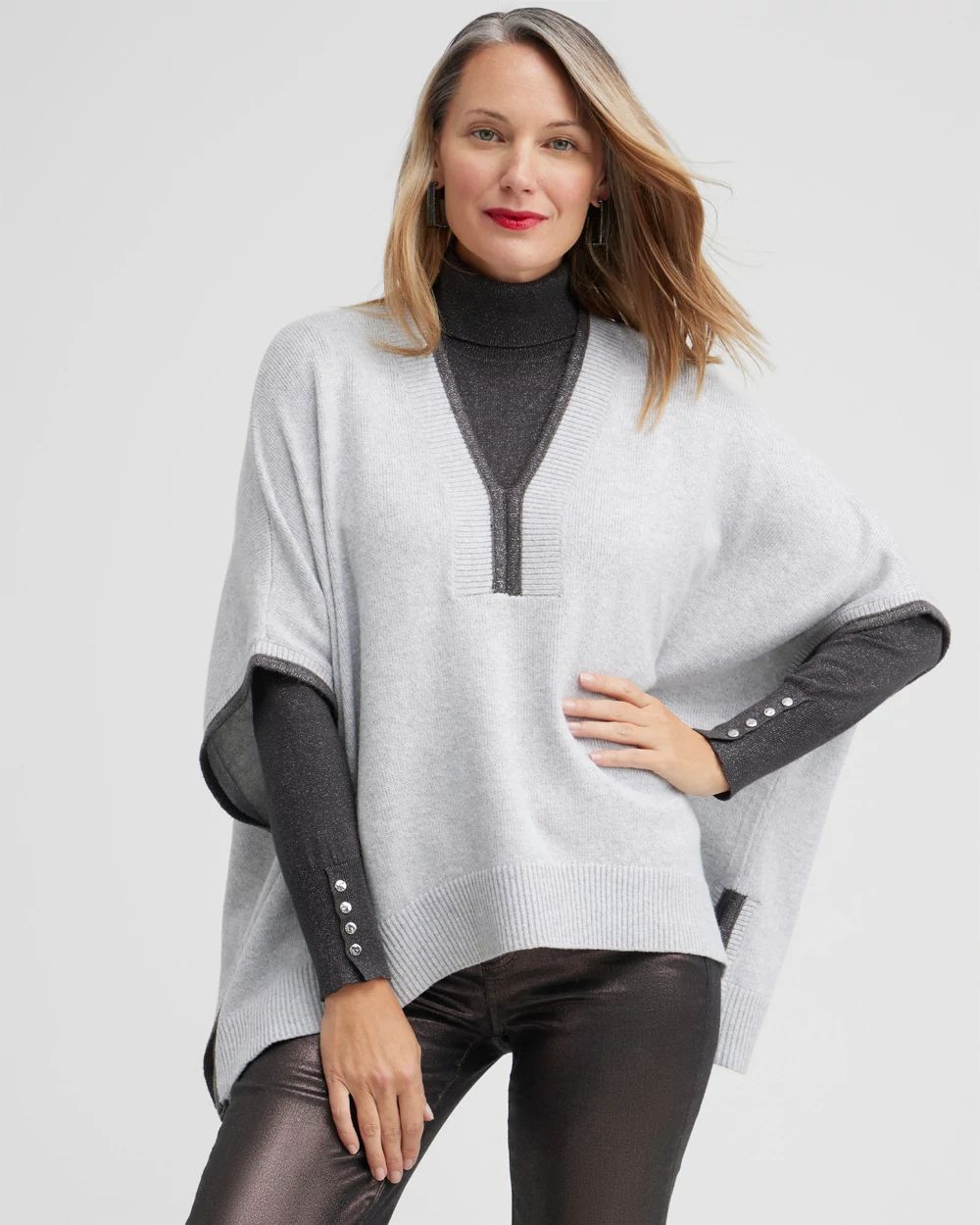 Y-neck Sweater Poncho