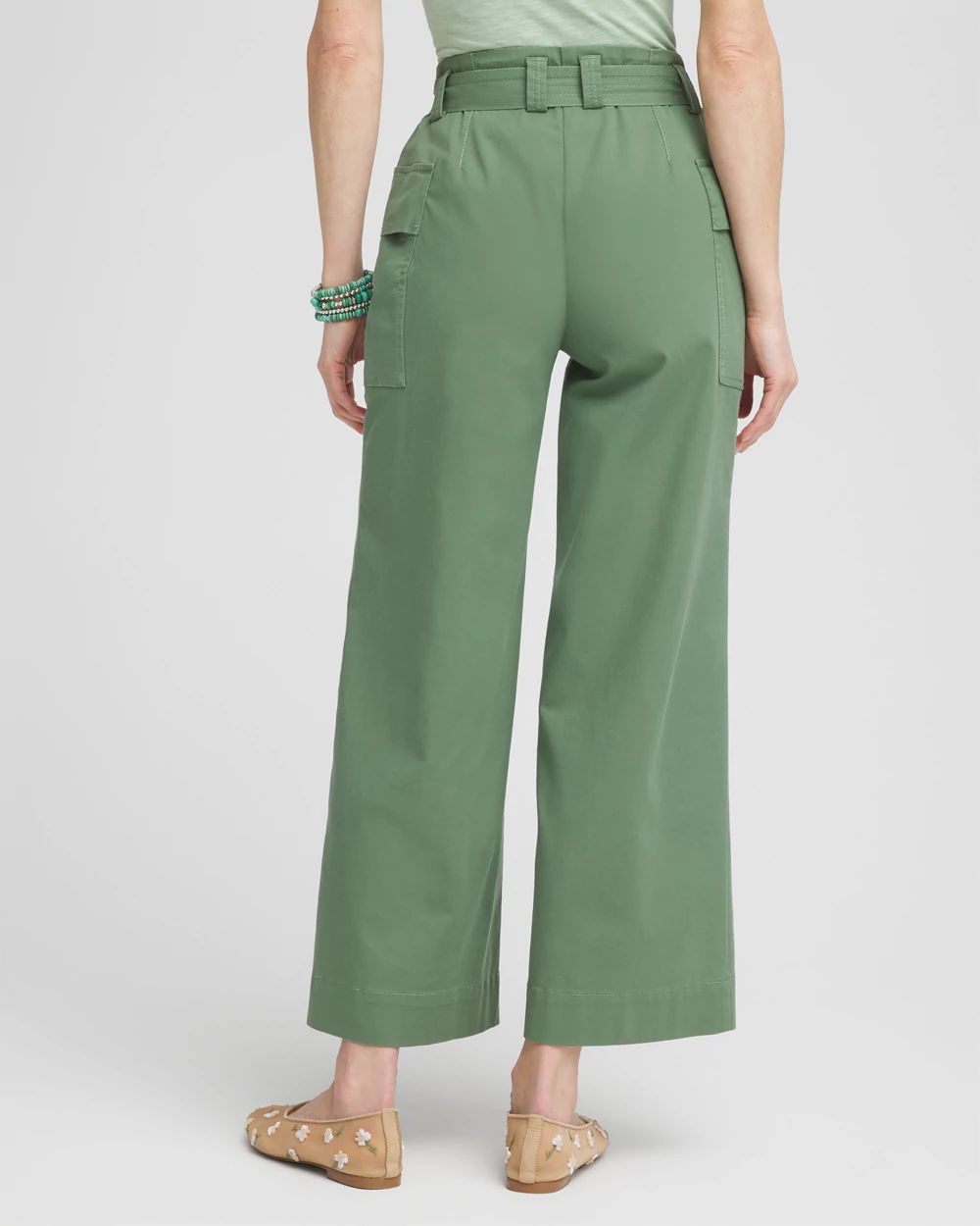 Belted Twill Utility Cropped Pants