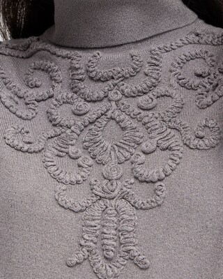 Silver Soutache Turtleneck Sweater