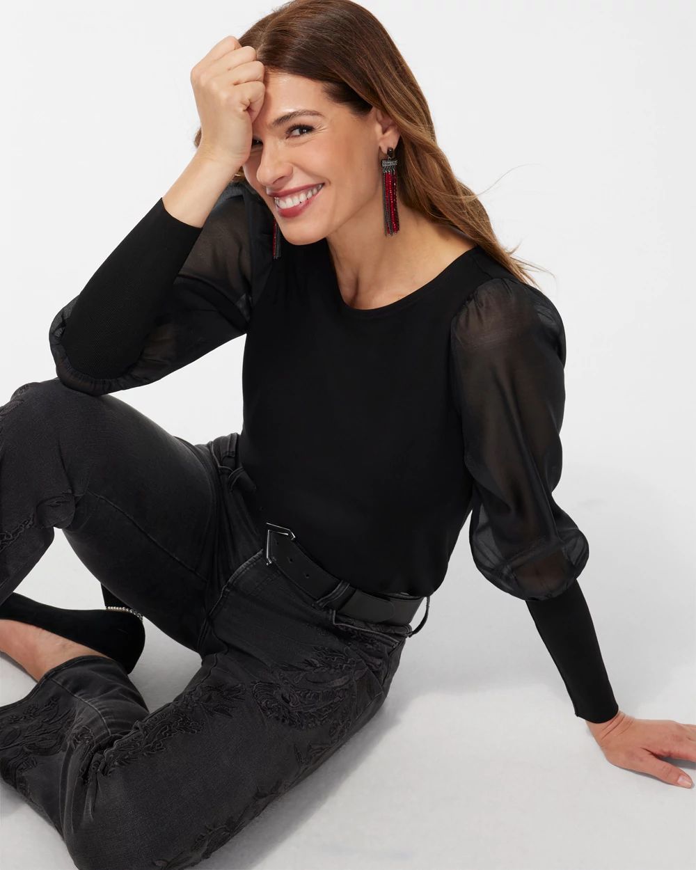 Ponte Organza Sleeve Tee