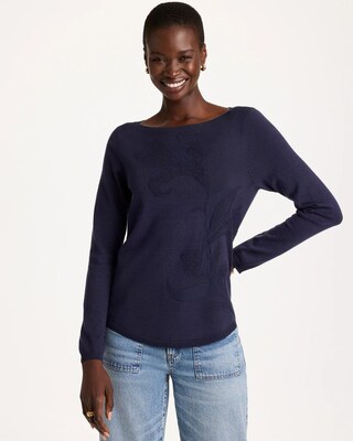 Ella Bateau Jacquard Pullover Sweater