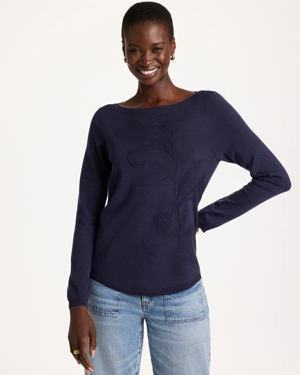 Ella Bateau Jacquard Pullover Sweater