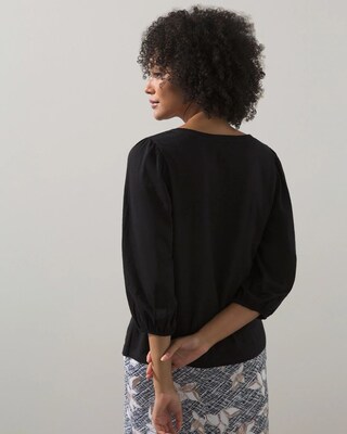 3/4 Puff Sleeve Slub Tee