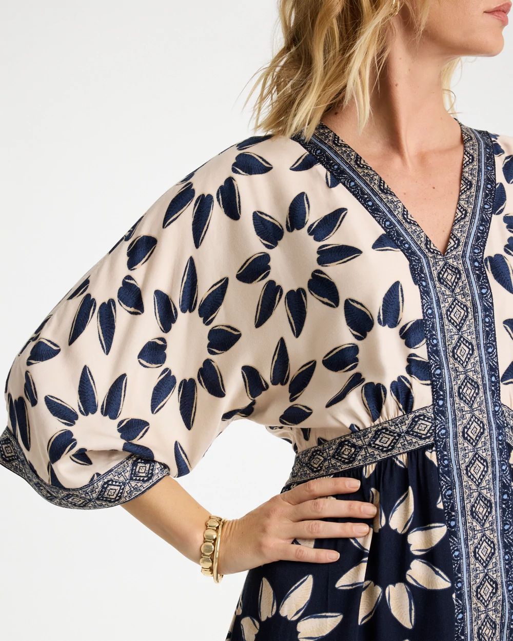 Faux Satin Contrast Floral Dress