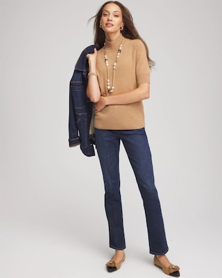 Cashmere Elbow-Sleeve Sweater click to view larger image.