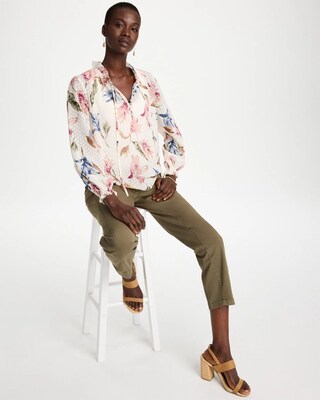 Clip Dot Floral Popover Blouse click to view larger image.