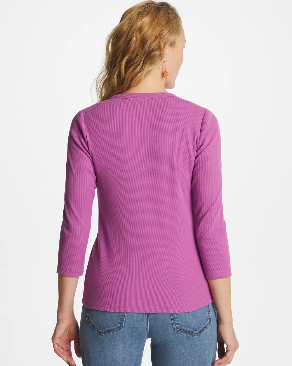 Ribbed Button Crewneck Tee