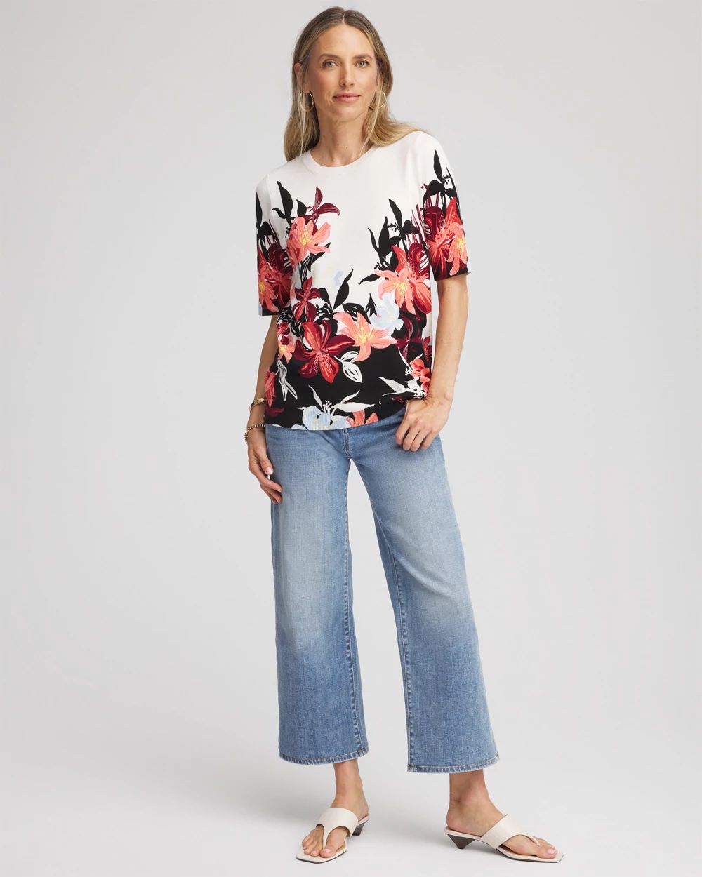 Floral Print Crewneck Sweater