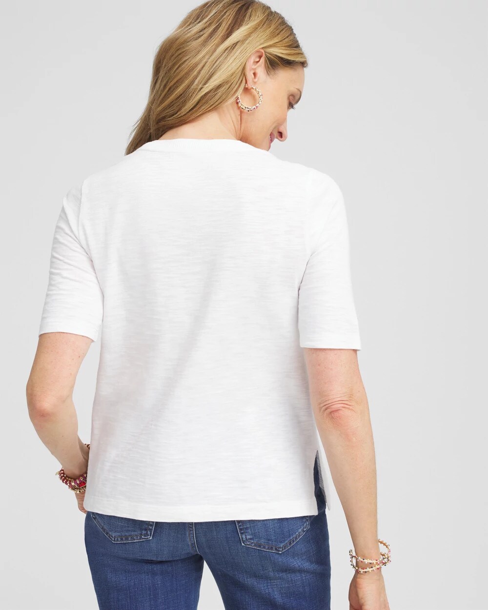 Paisley Slub Scoop-Neck Tee