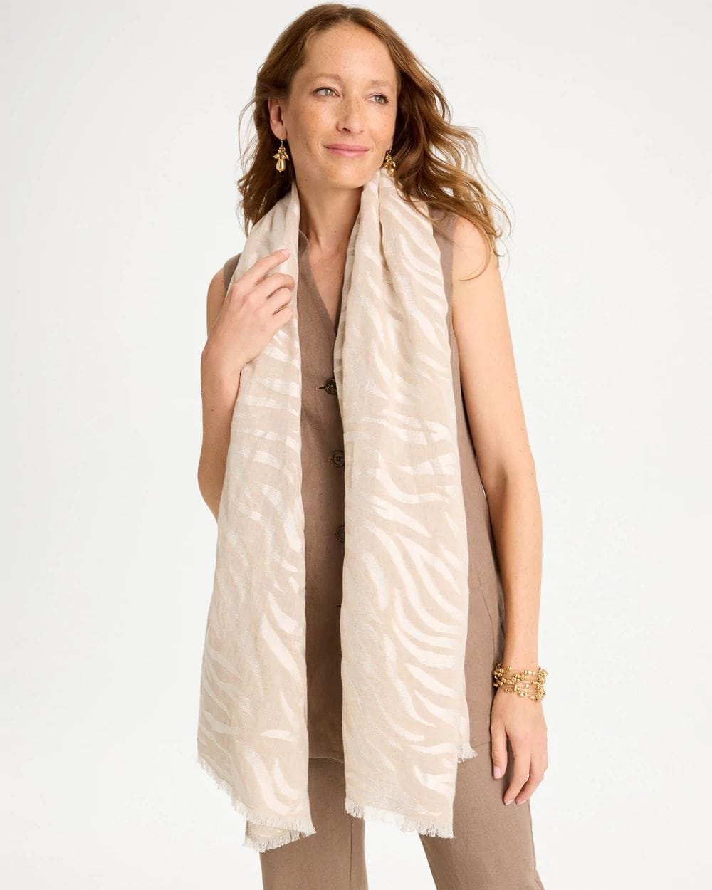 Neutral Zebra Jacquard Oblong Scarf click to view larger image.
