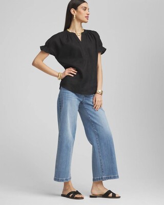 Linen Flutter-Sleeve Popover Top click to view larger image.