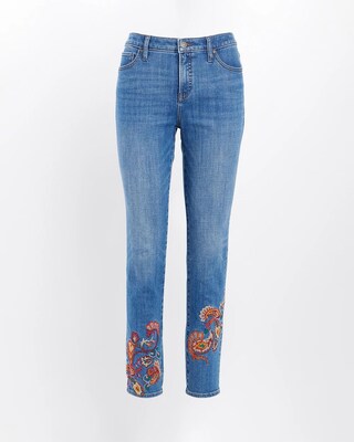 Girlfriend Embroidered Ankle Jeans