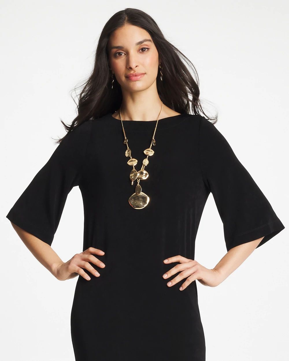 Gold Long Single Strand Necklace