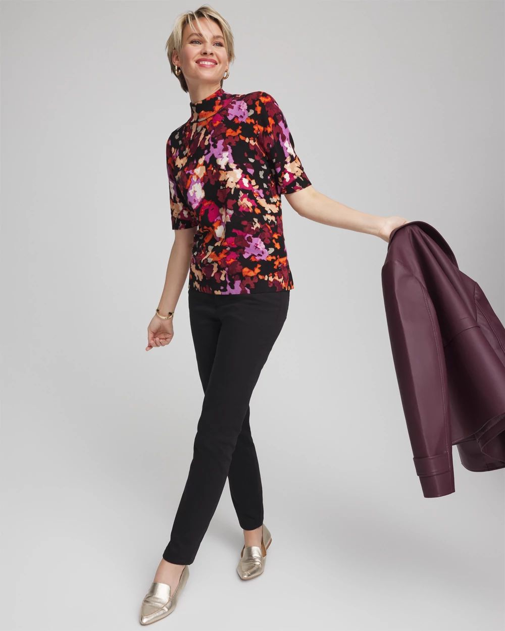 Ella Mockneck Painterly Pullover Sweater